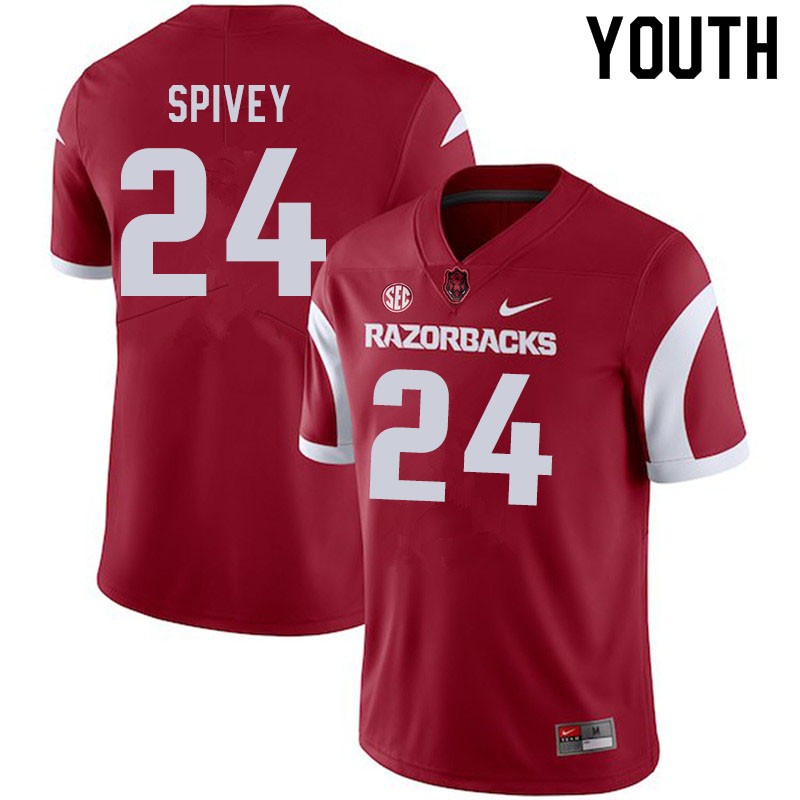 Youth #24 A'Montae Spivey Arkansas Razorbacks College Football Jerseys Sale-Cardinal - Click Image to Close